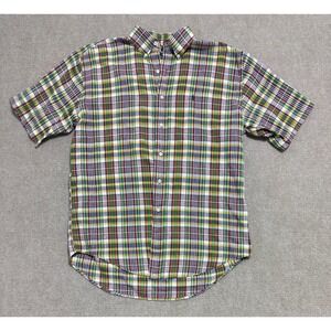 Ralph Lauren Shirt Mens Medium Multicolor Plaid Blaire Short Sleeve Button‎ Down